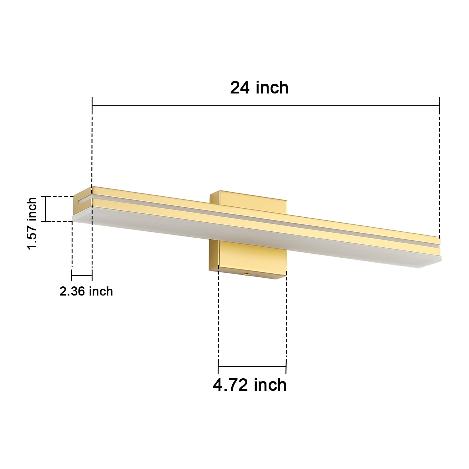 Sinerise 24-Inch Led Modern Bathroom Vanity Light Bar  Gold Modern Acrylic Bathroom Wall Lighting Fixtures Over Mirror (Cool White 6000K)
