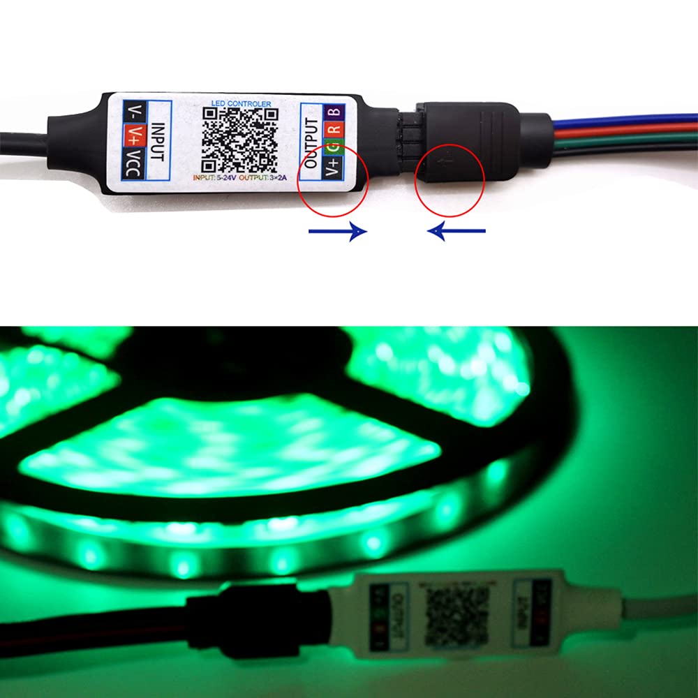TOPXCDZ Mini RGB Bluetooth Controller DC 5V 12V 24V Music BT Smart APP ...