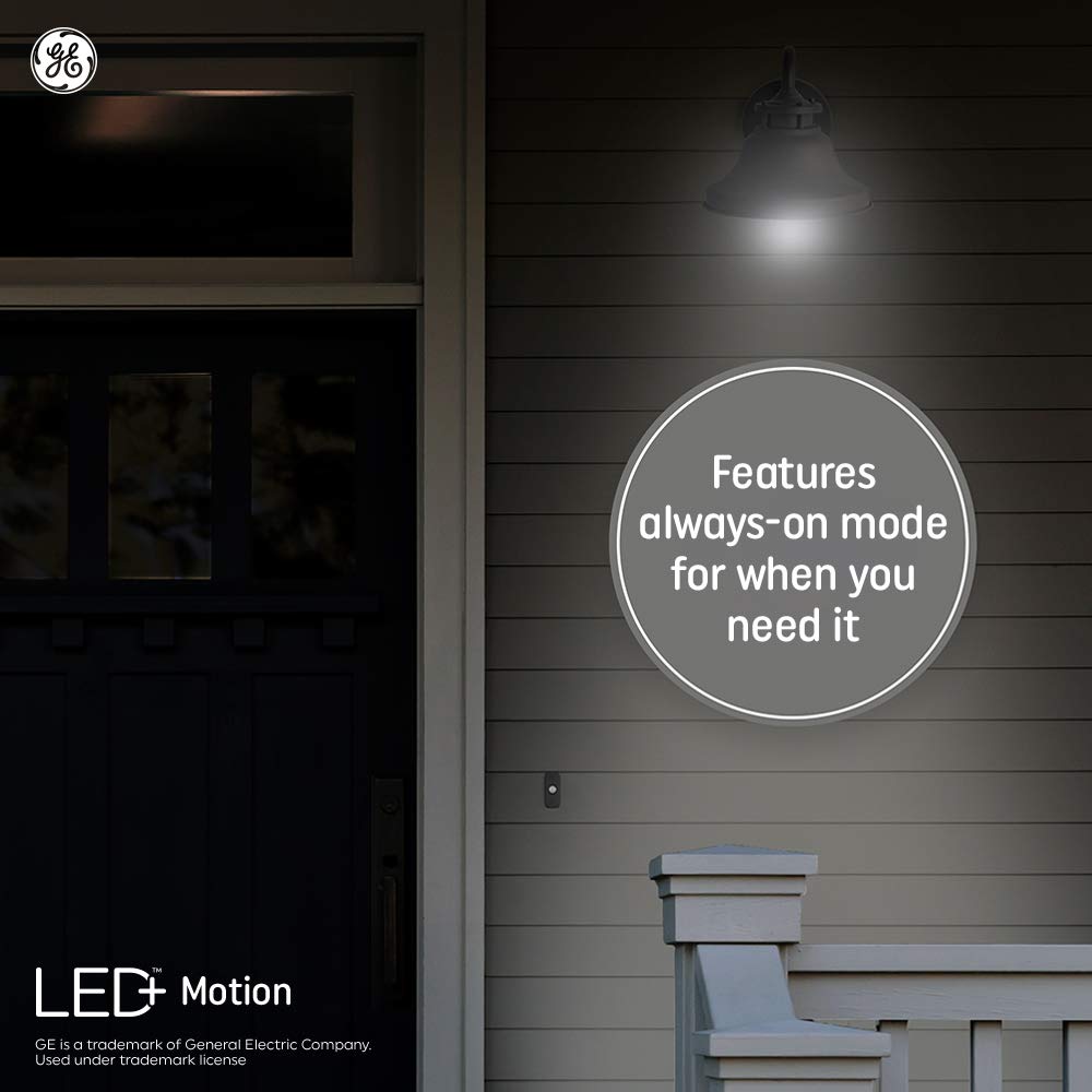 GE LED+ Motion Sensor PAR38 Outdoor Floodlights, Warm White, 3 Pack, Plastic