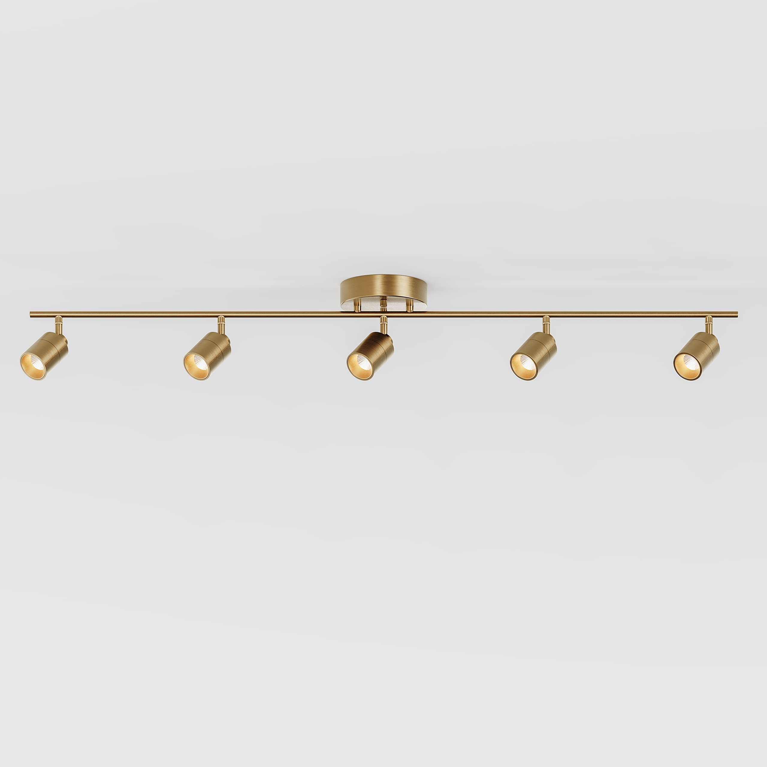VidaLite Shura - 5-Light Brushed Brass Integrated LED Track Light w/Rotatable Heads, 4 ft. Track Lighting Kit Ceiling Light, 300