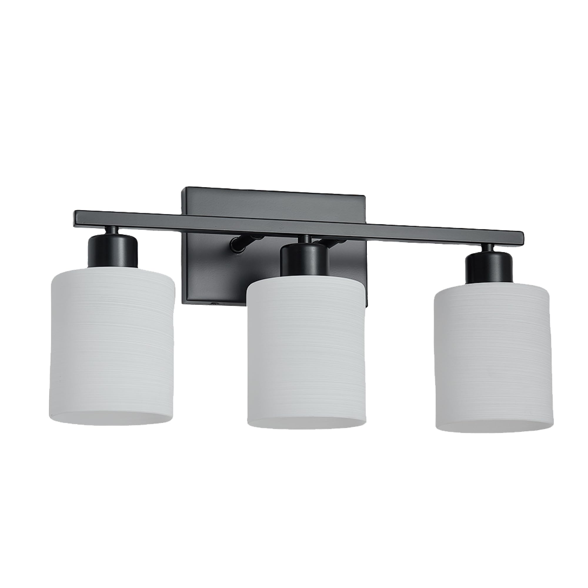 The Door Bull Modern Bathroom Vanity Light, 3 Lights, Matte Black, Stainless Steel, E26 Socket, Milky White Glass Shades