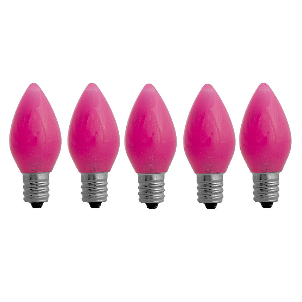 EZLS C7 Pink Opaque SMD LED Bulbs - 5 Pack Smooth Lens Pink Opaque C7 Replacement Bulbs