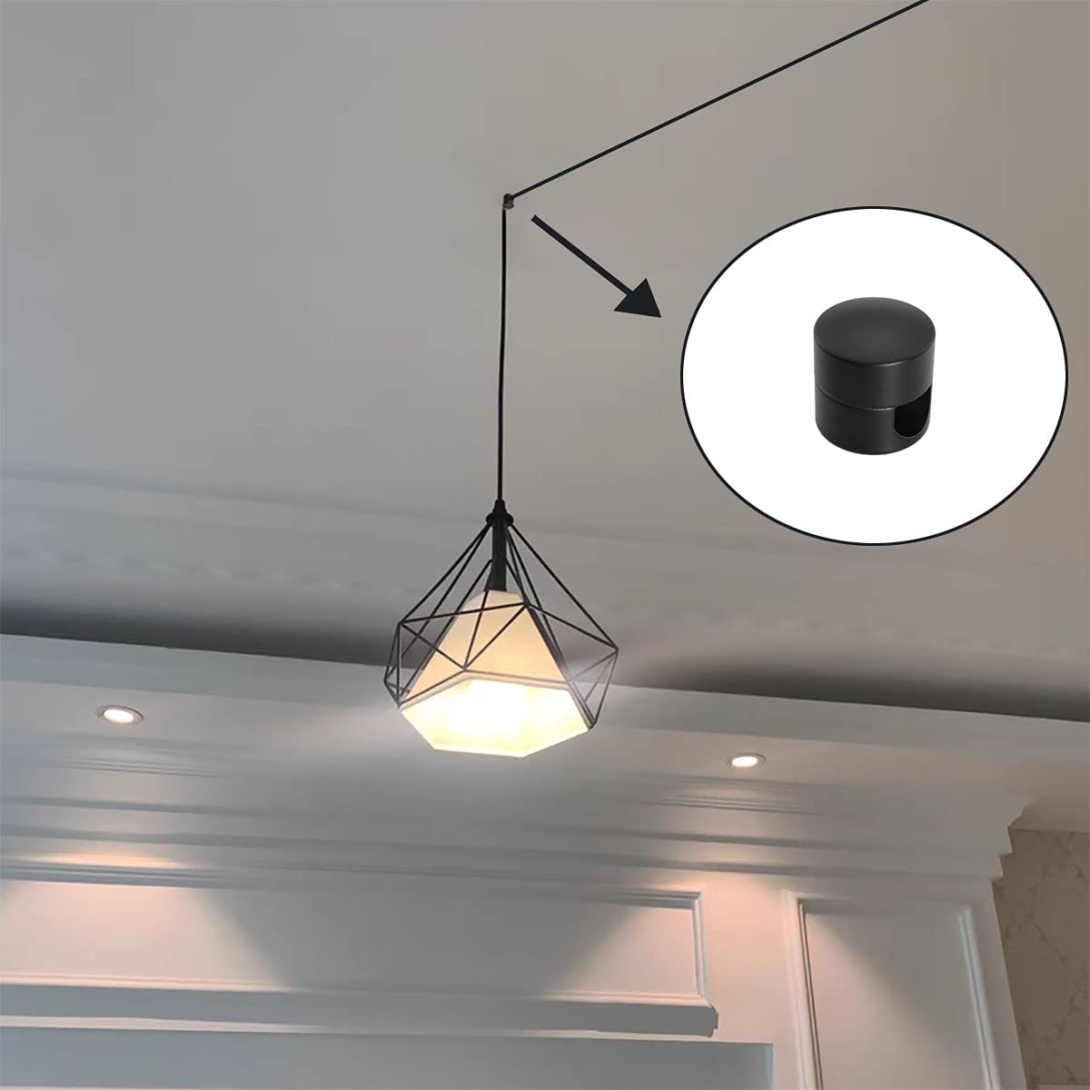 ITROLLE Swag Hook 5PCS Black Zinc Alloy Lamp Hooks for Hanging Pendant Lighting Fixture DIY Chandelier Lighting Hook Ceiling Wal