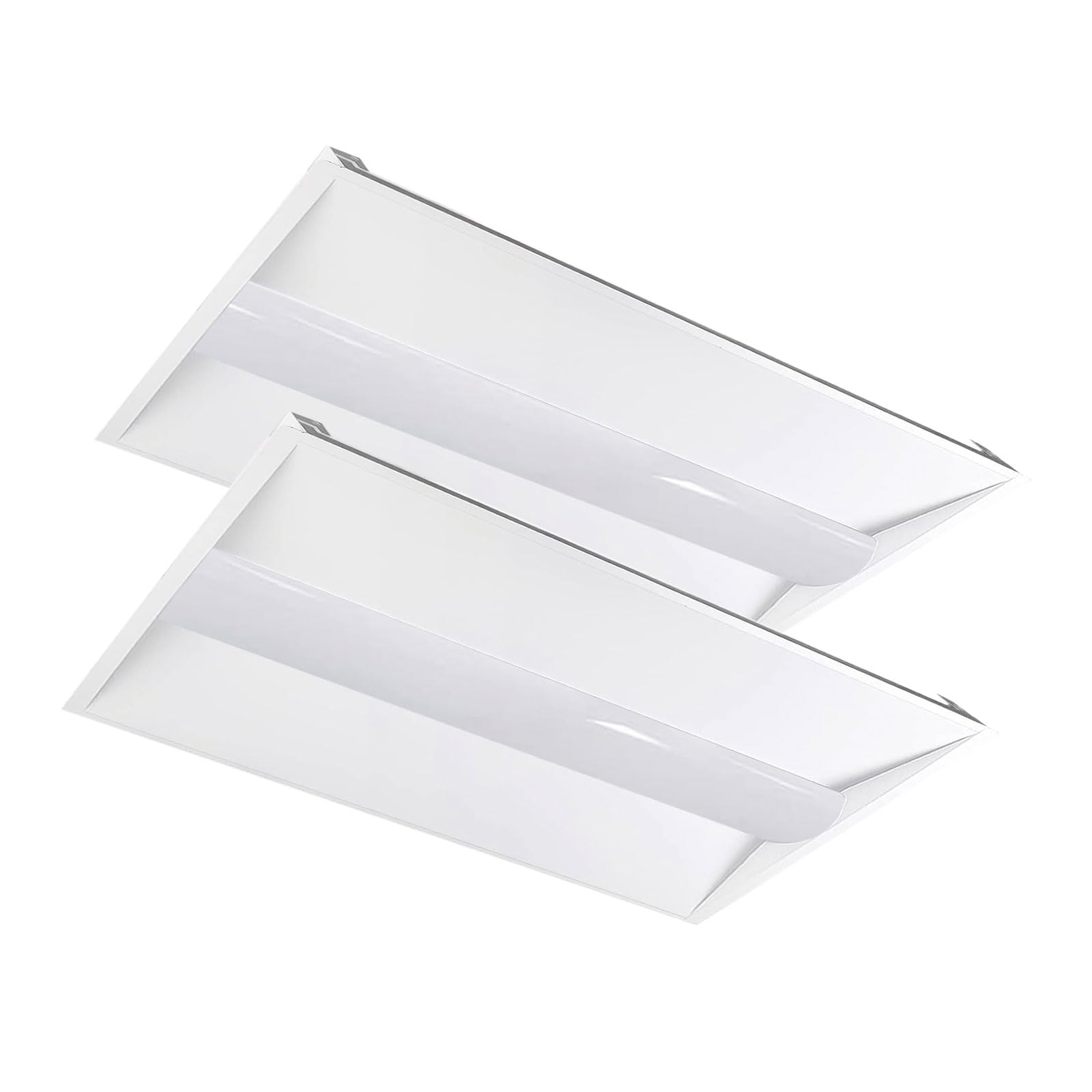 RMC 2x4 LED Troffer Light 50W/40W/35W/30W/25W Adjustable Up to 6500lm 0-10V Dimmable 3000K-5000K CCT 100-277V ETL DLC Listed Commercial Drop Ceiling Lighting for Office & Commercial Use 2Pack
