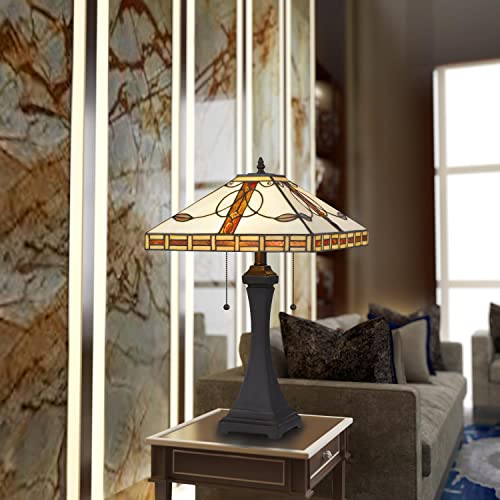 Cal Lighting Bo-2903Tb Tiffany/Mica Two Light Table Lamp From Tiffany Collection In Bronze / Dark Finish, 14.00 Inches
