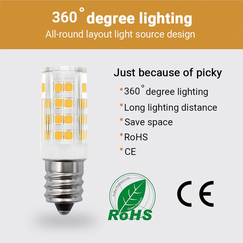 Huimeiia E14 Base Led E14 European Base Bulb 4W Equivalent 40W Incandescent Bulb Ac110-130V For Cooker Hood Warm White 3000K 400