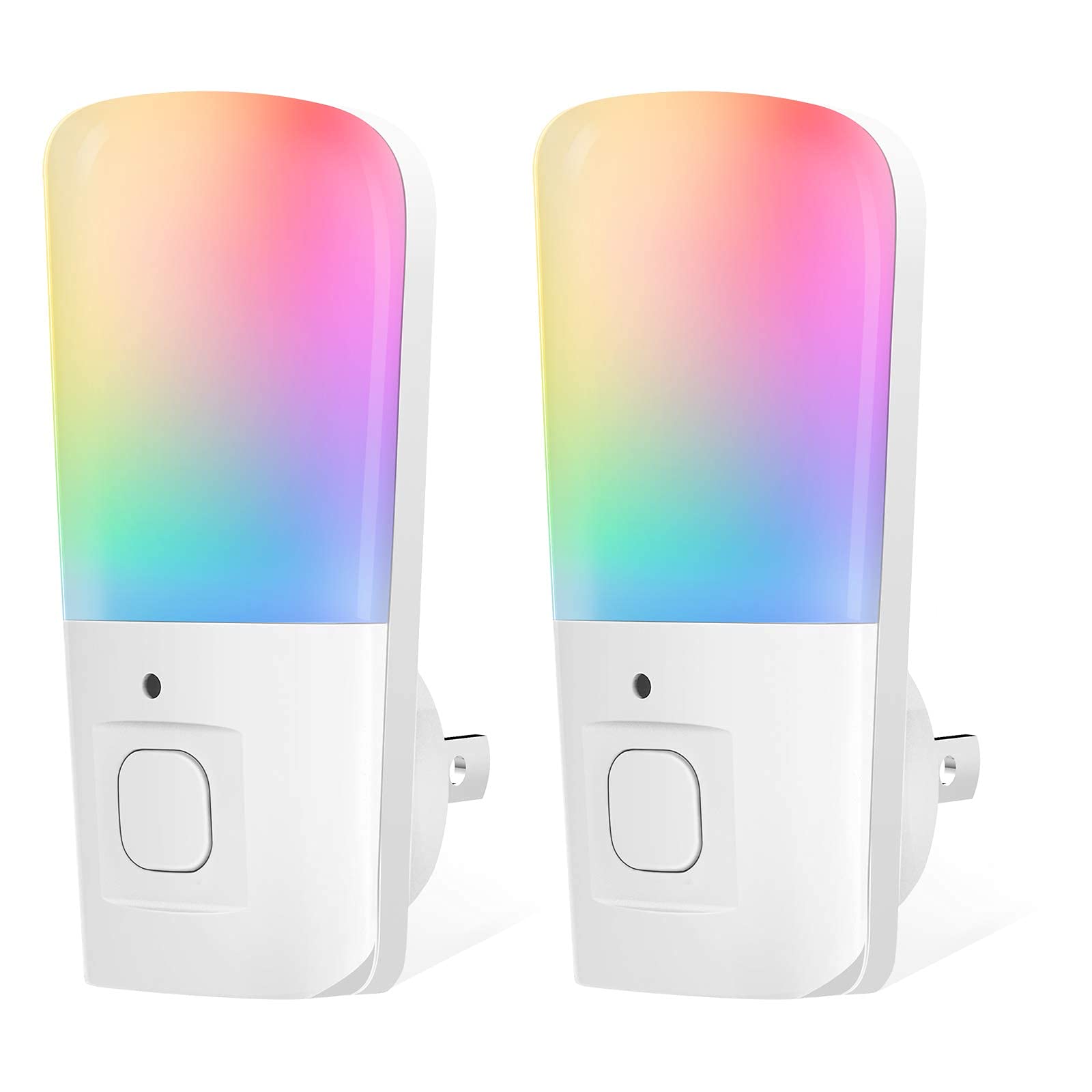 LOHAS LED Night Light for Kids, 9-Color Changing, Dusk to Dawn Sensor, Plug-in Night Light for Hallway, Stairway, Bedroom - 2 Pa