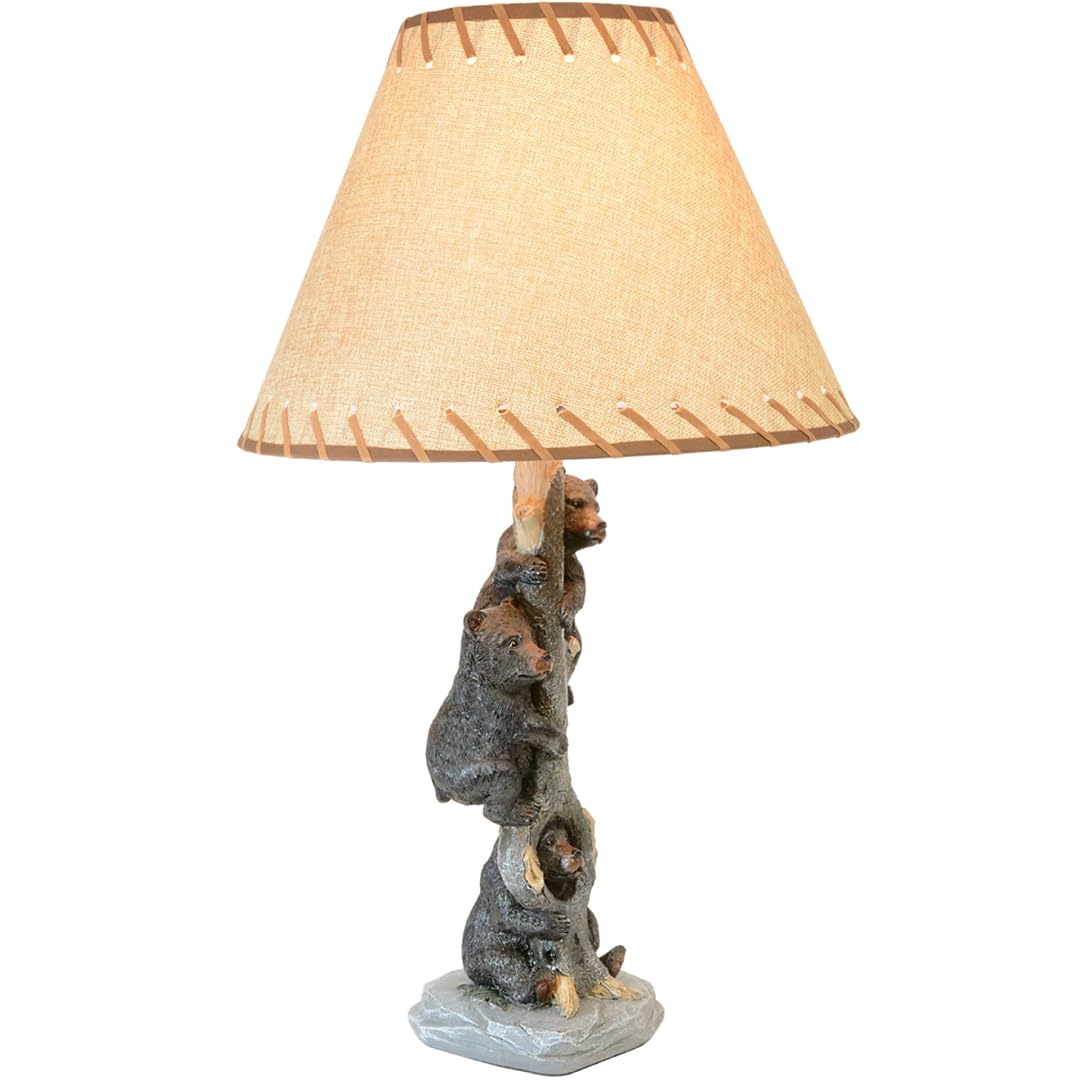 BLACK FOREST DECOR Bears in a Tree Table Lamp - 24" x 14" for Cabin, Living Room, Nightstand, Desk Home Décor