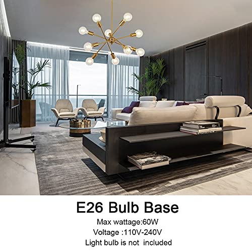 BONLICHT Modern 10 Light Sputnik Chandeliers Brushed Brass with Adjustable Arms Metal Kitchen Light Fixtures Gold Mid Century Pe