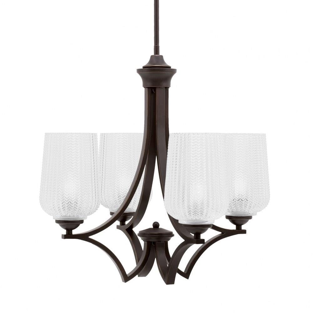 Toltec Lighting 564-DG-4250 Zilo - 4 Light Uplight Chandelier-19.75 Inches Tall and 20.25 Inches Wide, Finish Color: Dark Granite, Glass Color: Clear Textured
