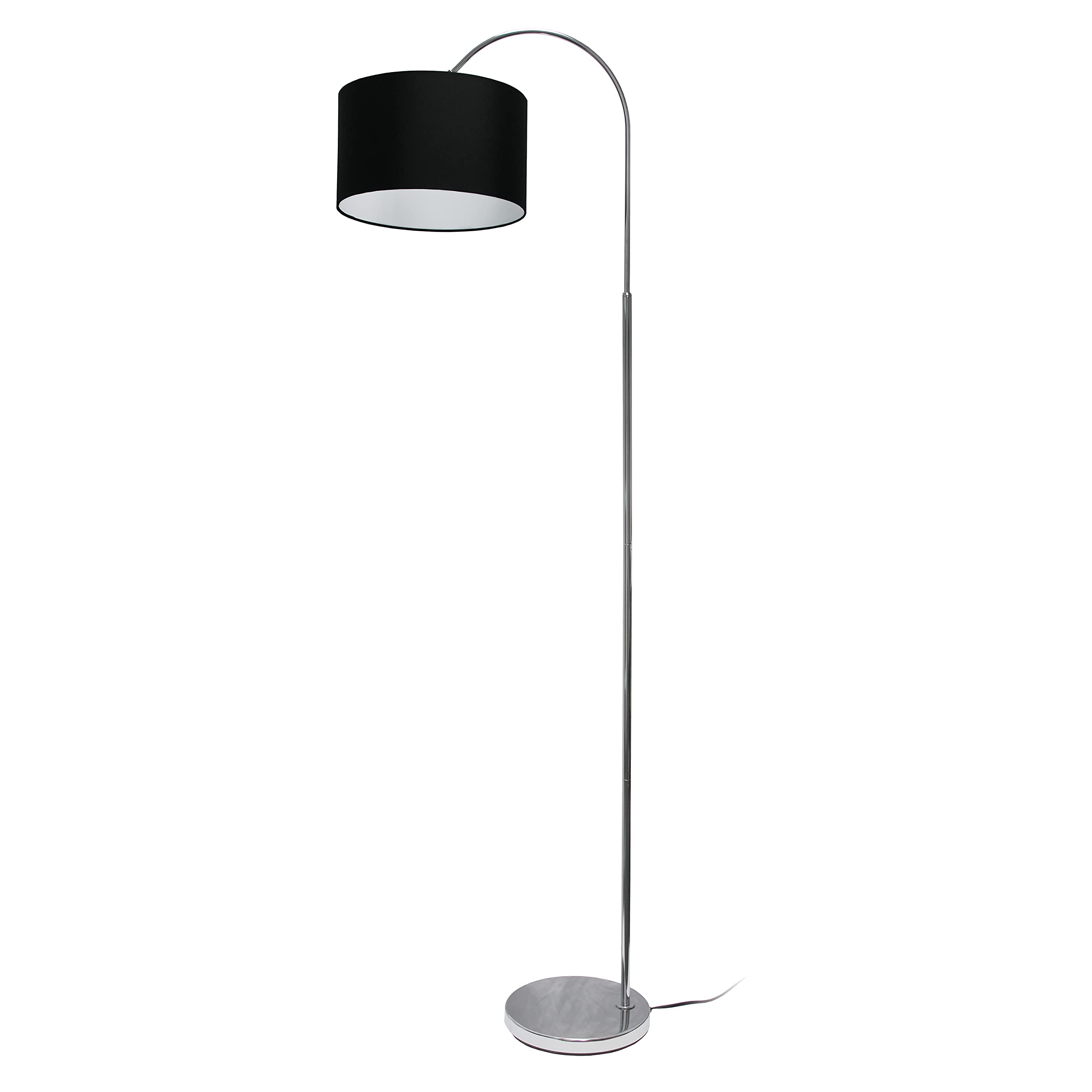 Simple Designs Lf2005-Blk Arched Brushed Nickel Floor Lamp With Black Fabric Shade
