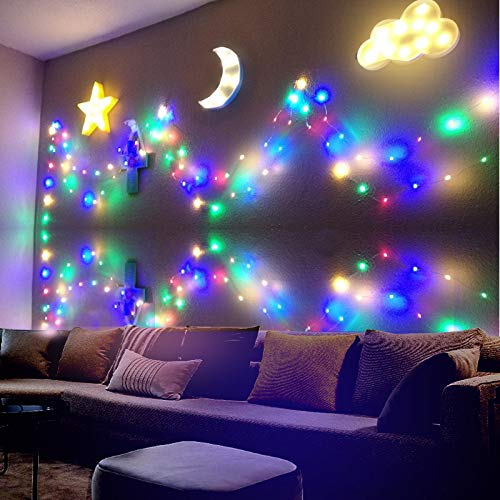 AUSAYE Decorative LED Night Light Crescent Moon Star Cloud Lamp, Plastic, Model 7230, Color A, Room Decor for Kids and mature-themeds