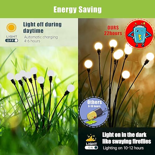 Flumy Solar Lights Outdoor Waterproof 6 Pack, Upgraded Outdoor Firefly Light For Yard Patio Garden Decor, Solar Lights For Outsi