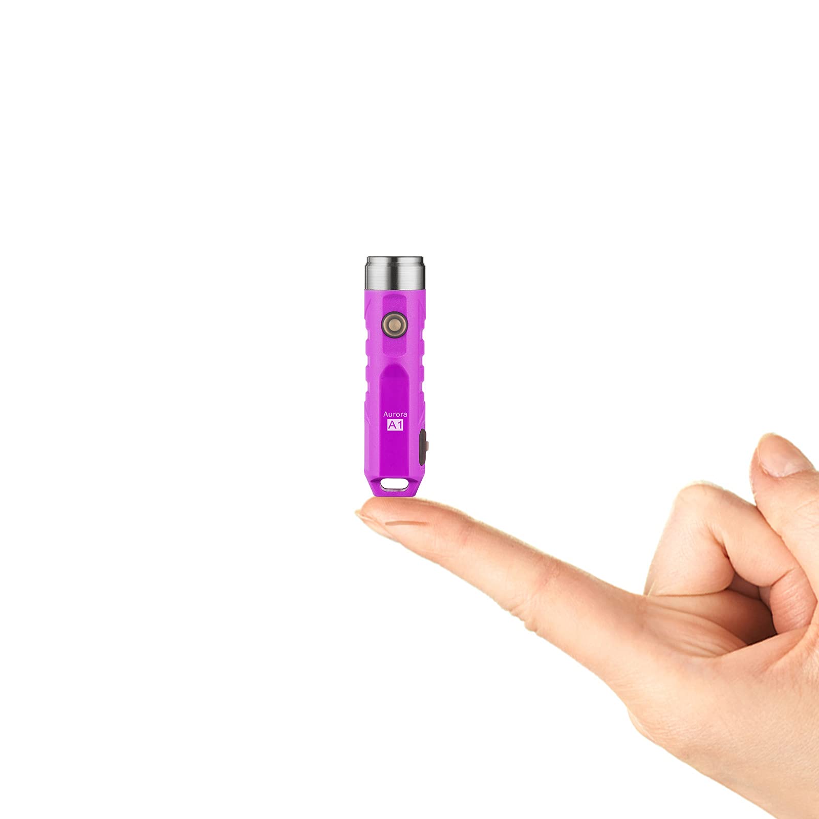 RovyVon Aurora A1 Mini Keychain Flashlight 650 Lumens USB C Rechargeable Aluminum Purple Small