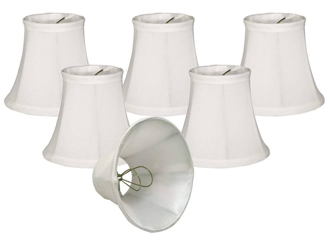 Royal Designs, Inc. Clip on Soft Bell Chandelier Lamp Shade Flame Clip Fitter, CSO-1021-5WH-6, 3 x 5 x 4.5, White, 6 Pack