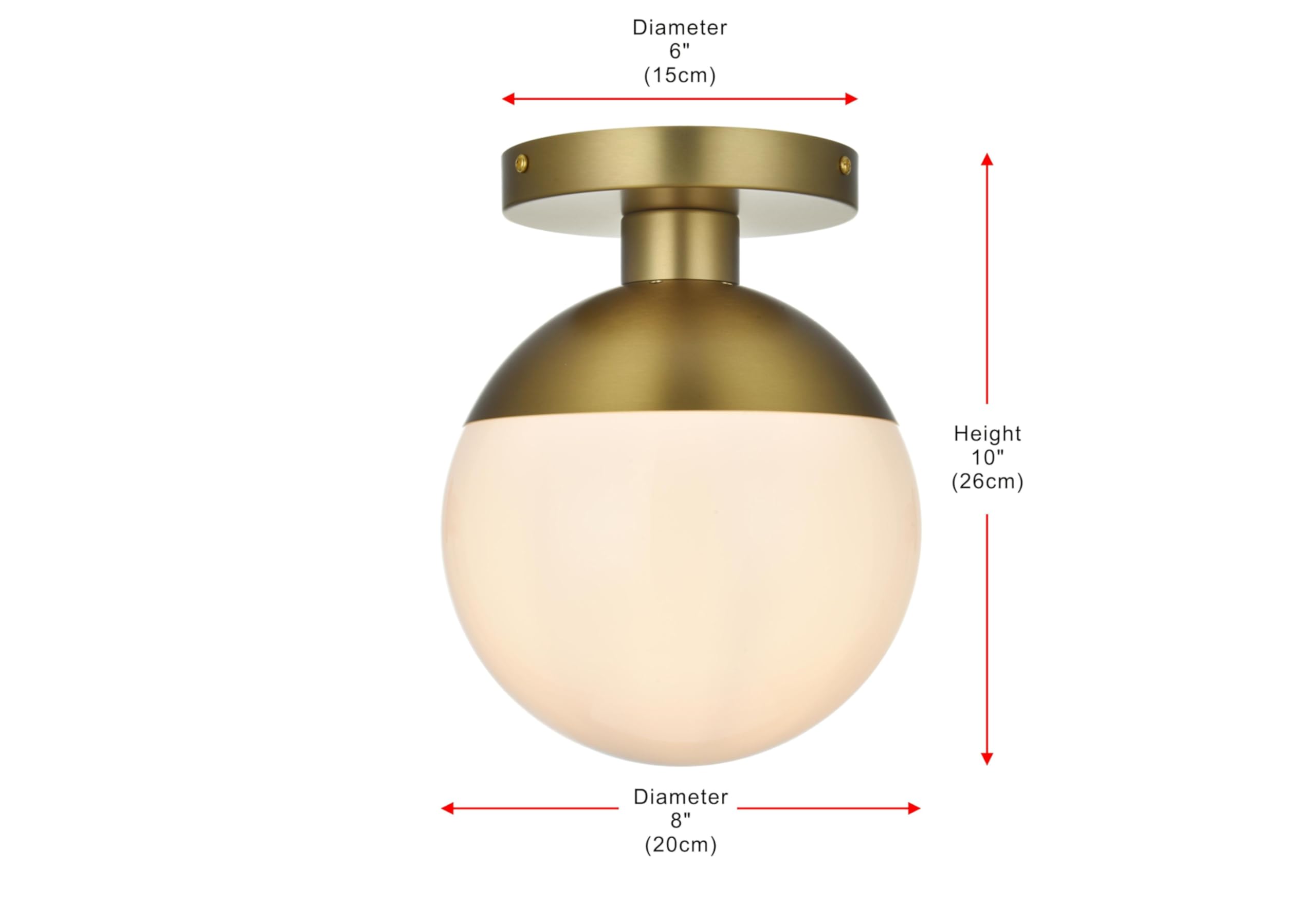 Living District Eclipse 1-Light Metal & Glass Flush Mount in Frosted White/Brass