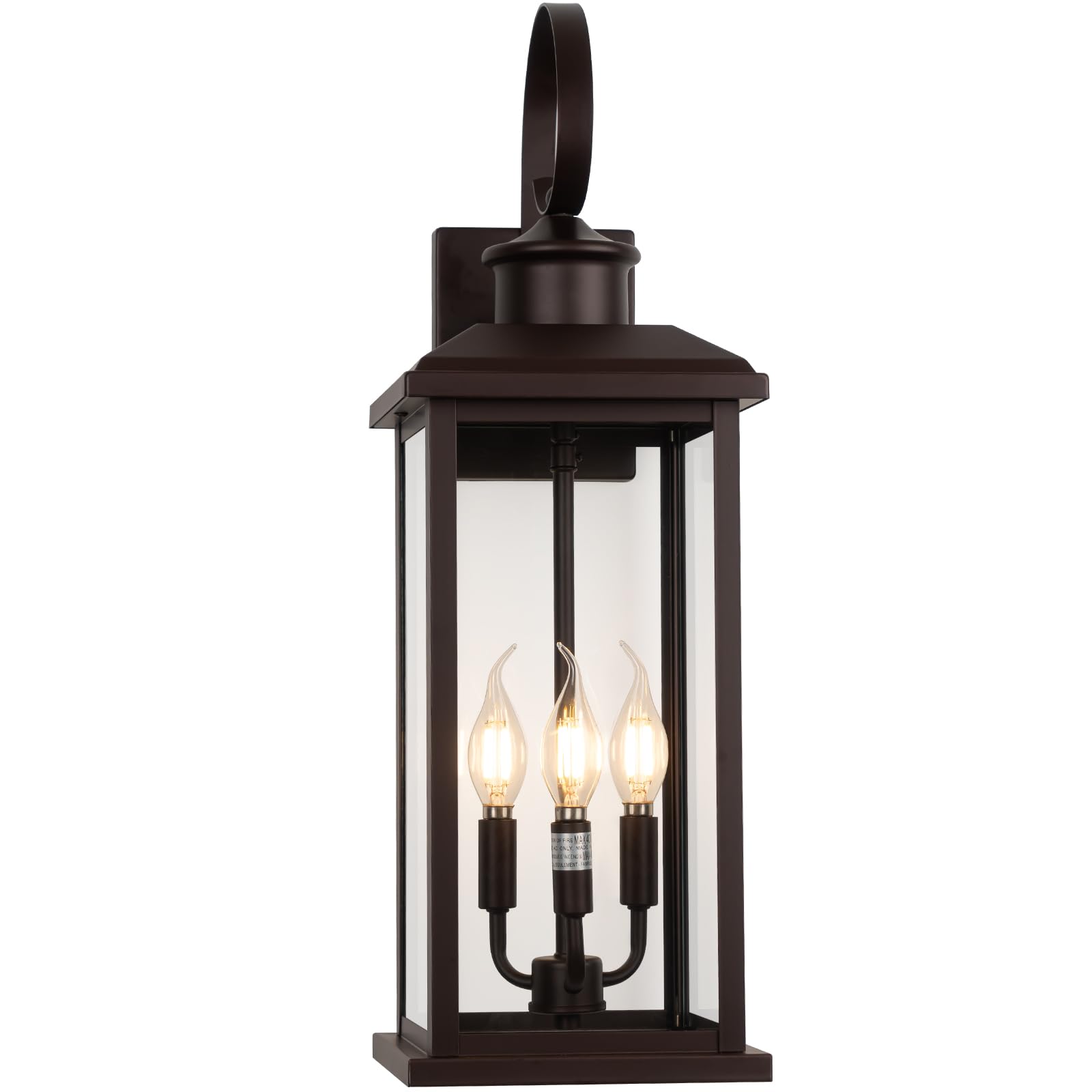Siafavoi 24 Outdoor Lighting Fixture- Bronze 3-Light Exterior Lighting Fixture Waterproof Modern Porch Sconce  Outside Lantern For House Garage Patio E12 Base