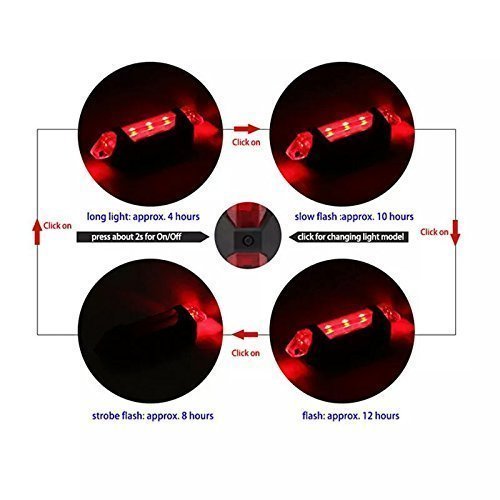 Lista Bicycle LED Head Light USB Rechargeable Light Cycling Lamp Head Light Tail Light (red)