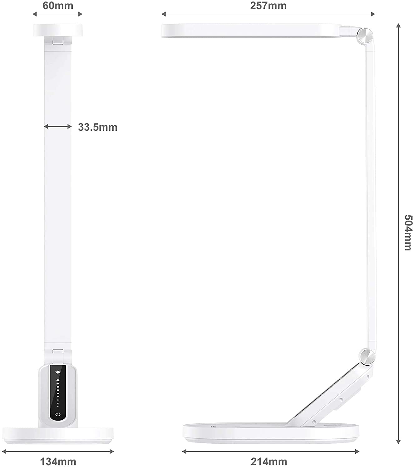 Jkswt Dimmable Desk Lamp - 5 Colour Modes, Touch Control, Usb Charging, Eye Care - White