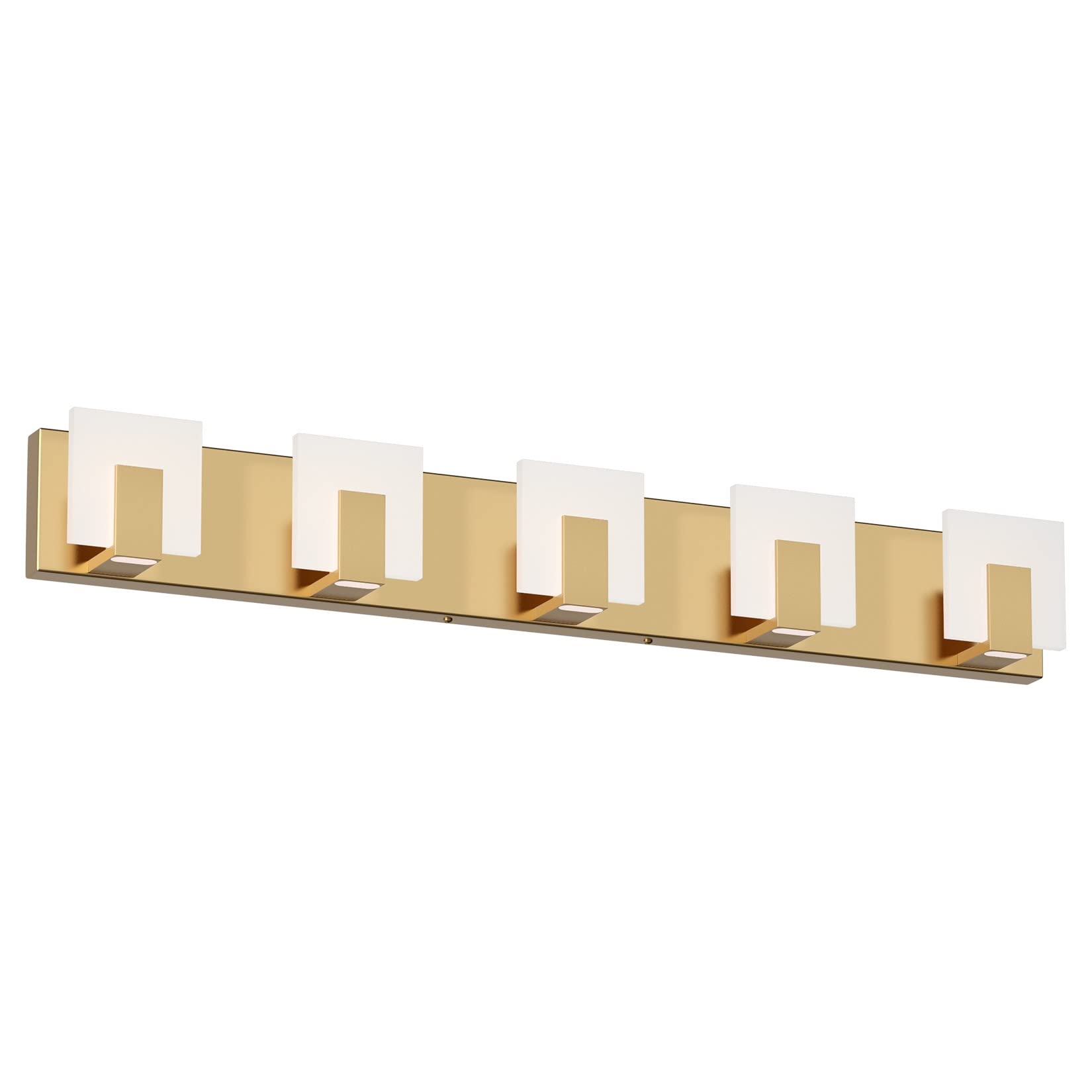 Aipsun Gold LED Bathroom Vanity Light Fixture, 5 Lights, Aluminum, Model GW-1105-5T-Gold, Modern Up and Down Wall Lighting