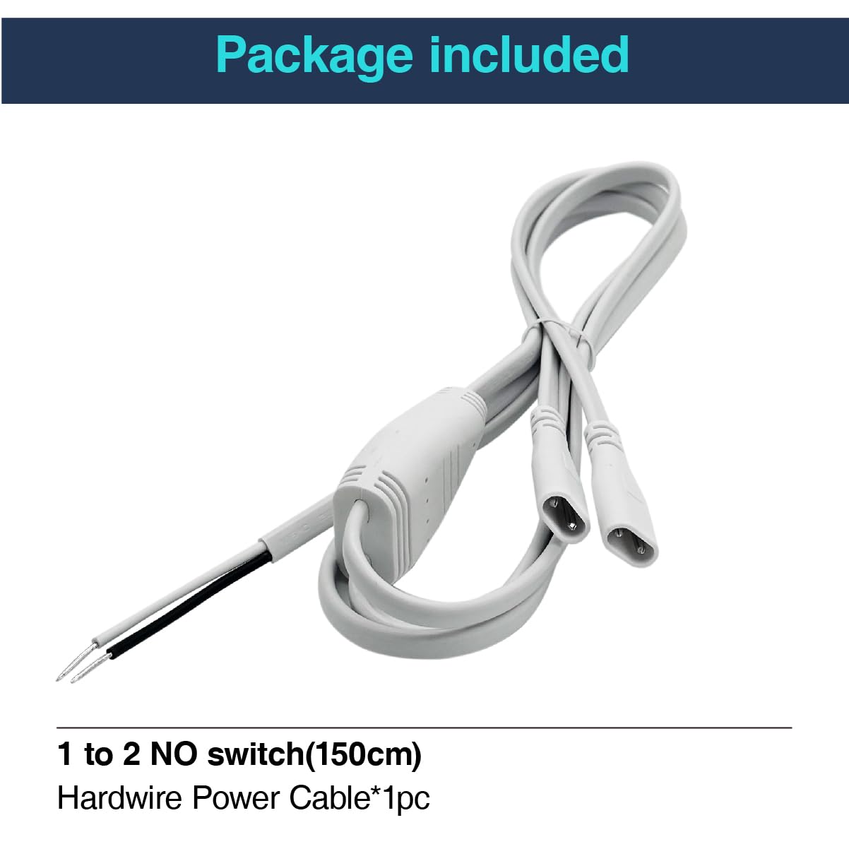 CEZELUX Hexagon LED Power Cable 1.5M, 10A Connector for Garage Light Fixture, White, Model 1 to 2