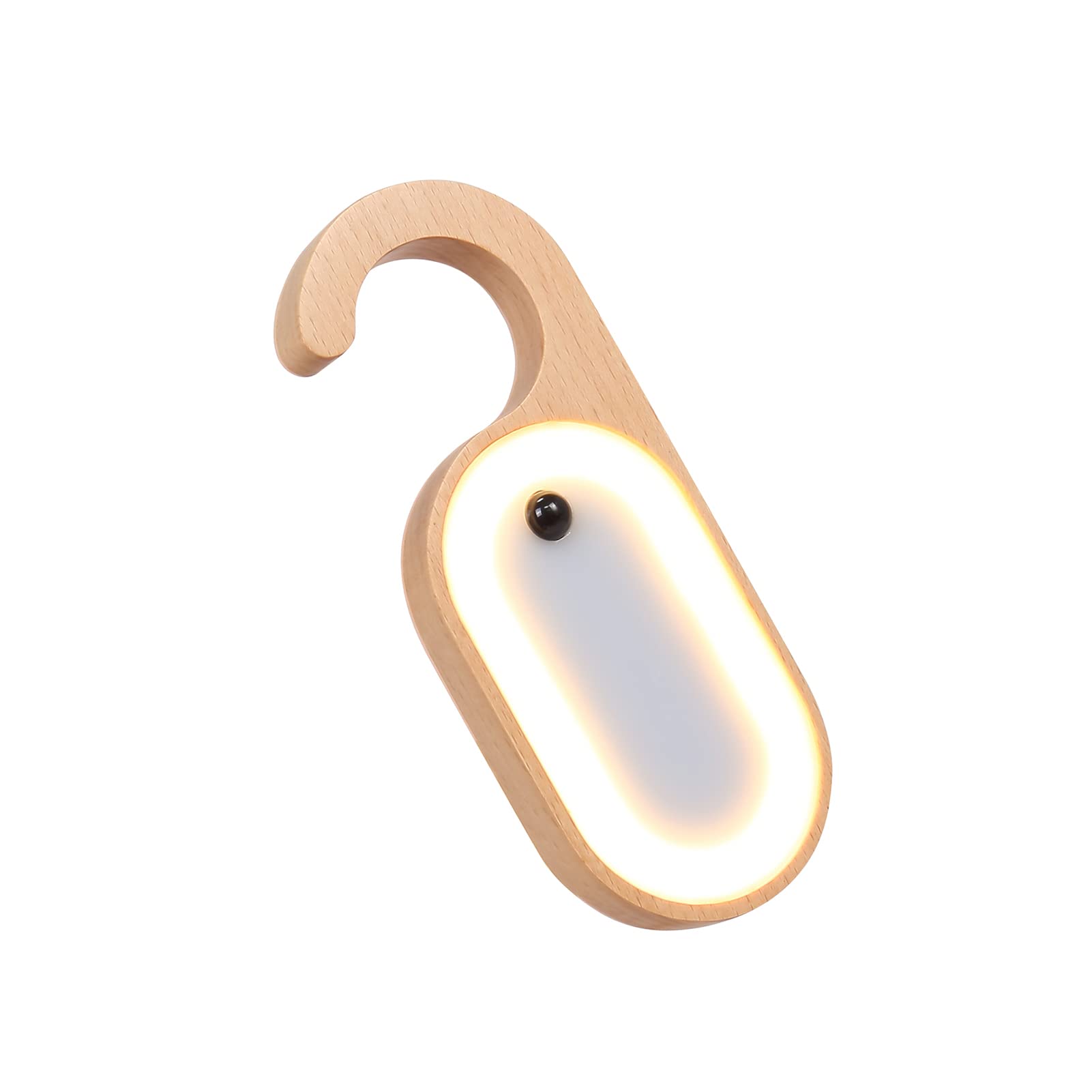 Leapair Wooden Message Memo Motion Sensor Night Light, Doorknob Board Led Lamp, Rechargeable Doorhandle Warm Light Hook Design F