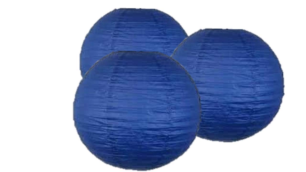 Pack Of 3 Round Paper Lanterns Lamp Wedding Birthday Party Decoration (Royal Blue, 6''/15Cm)