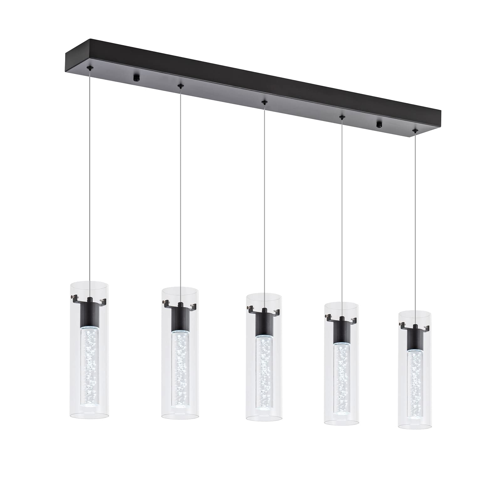 Votag Black Pendant Light, 5-Light Pendant Lighting For Kitchen Island, Pendant Lights Kitchen Island For Dining Room, Living Ro