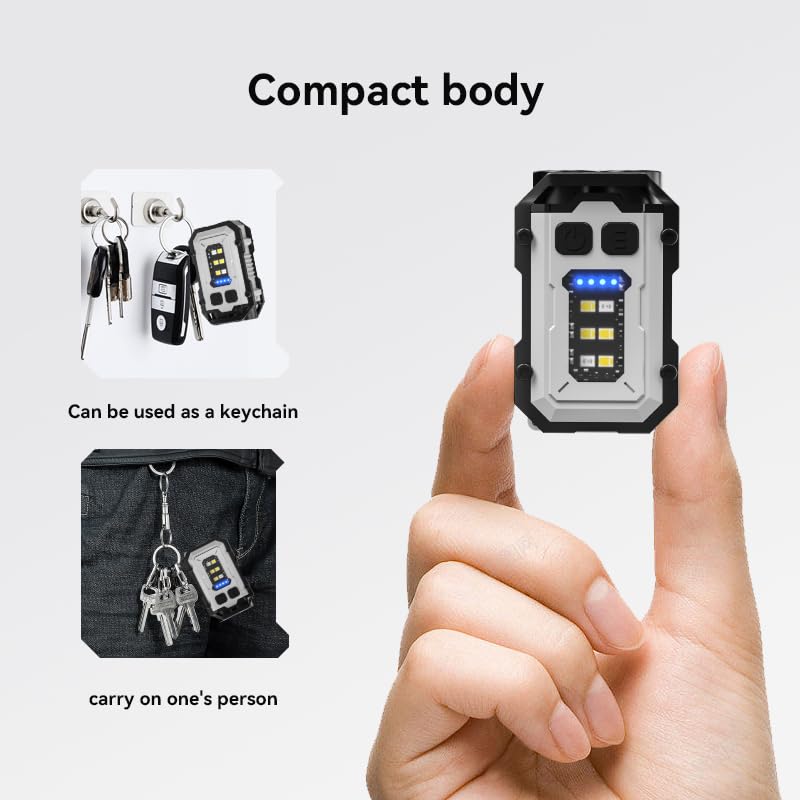 WARSUN SQ10 Mini EDC Flashlight - Magnetic Rechargeable Cap Light with Back Clip, COB Wide Beam, Compact Light for Work, Camping