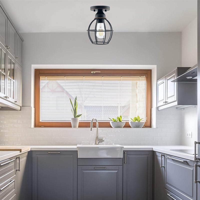 Wisbeam Semi Flush Mount Ceiling Light, E26, Metal, Etl Rated, 1-Pack Bronze, Model Ws-Cl018, Max 60W, Bulbs Not Included