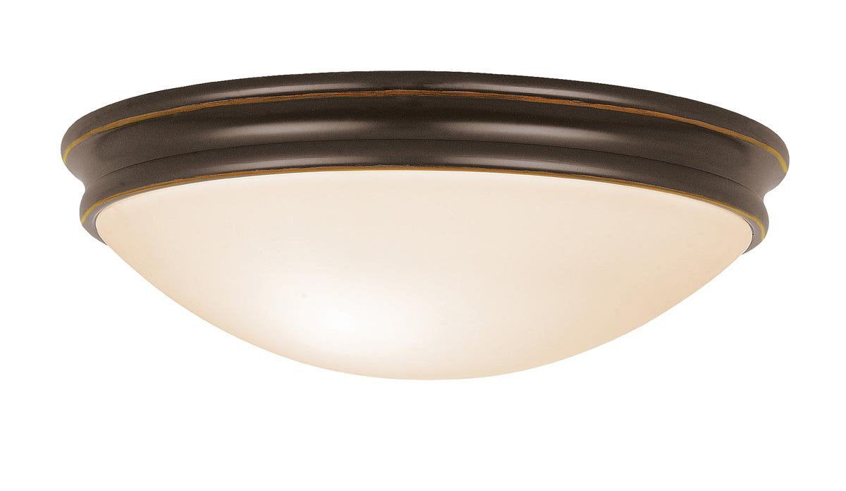 Atom - 2-Light 13 Flush Mount - Oil Rubbed Bronze Finish - Opal Glass Shade