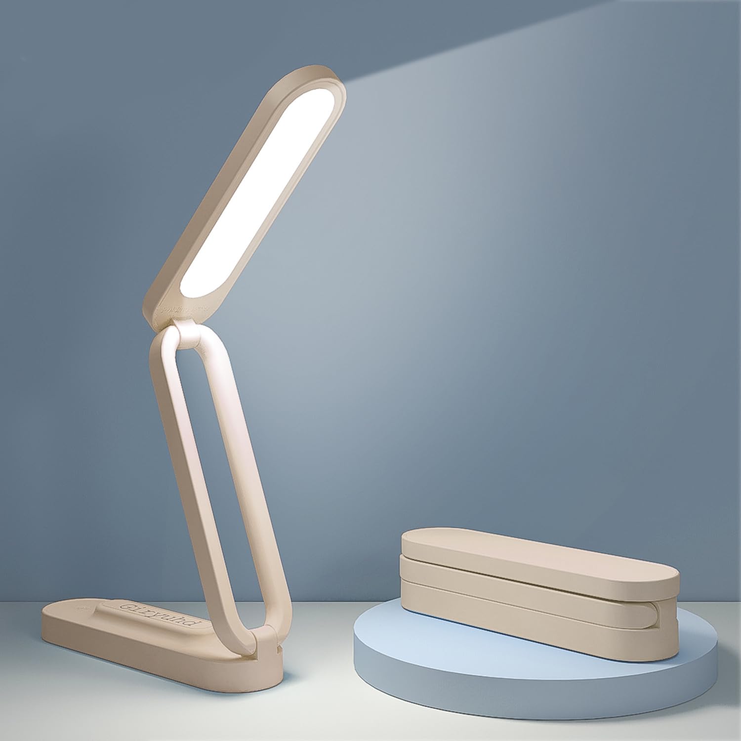Giryuhd LED Desk Lamp Rechargeable Portable Foldable Khaki A211 Plastic