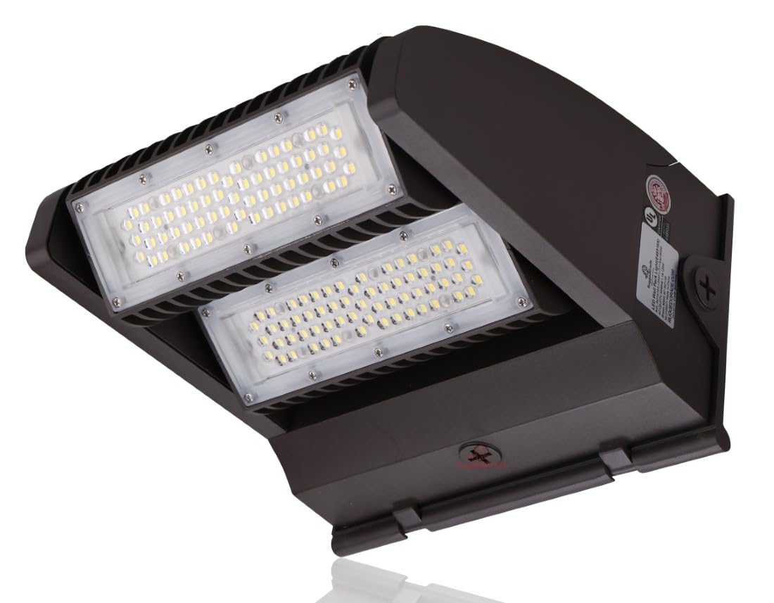 Ruggedgrade 11,100 Lumen - 80 Watt Rotate Iii Series Led Wall Pack - 5000K - High Efficiency 140 Lumen To Watt - Brown