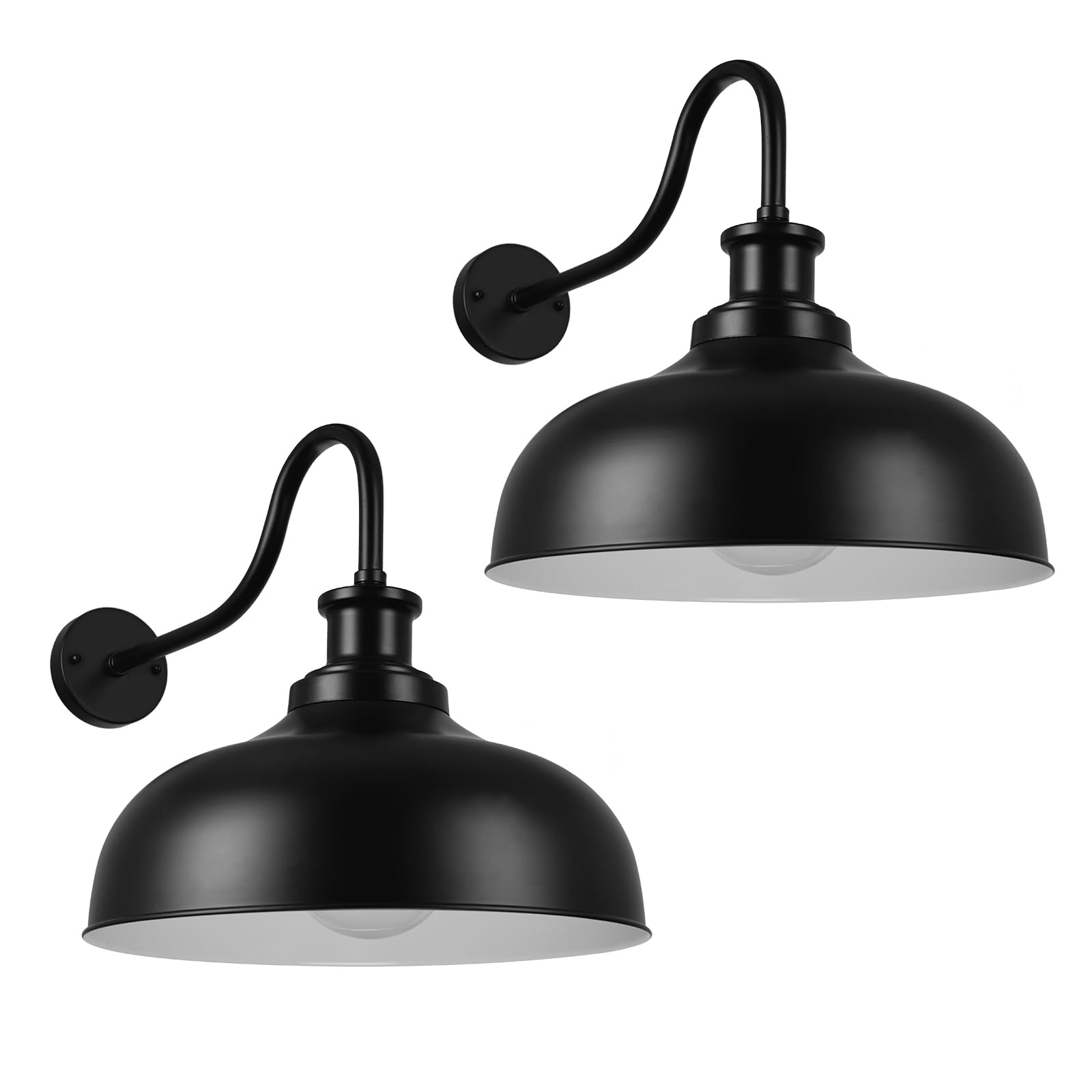 Diyel Outdoor Barn Lights 14 Inch Dome Outdoor Wall Sconce Farmhouse Exterior Wall Mount Light Vintage Wall Lighting Fixture Industrial Black Wall Lantern For Porch  Entryway  Garage  2 Pack