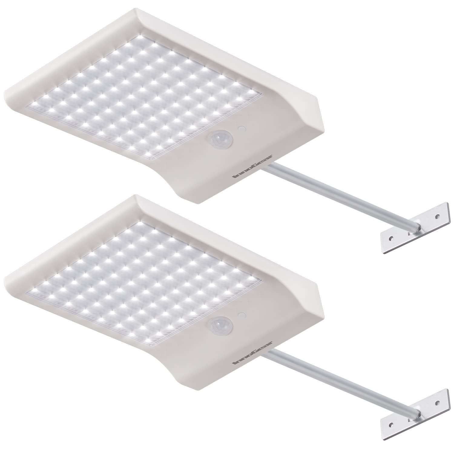 InnoGear Solar Gutter Lights Outdoor  80 LED Wall Mount Lighting with Motion Sensor 4 Working Modes IP65 Waterproof 450 Lumens for Front Door Yard Garage  Pack of 2