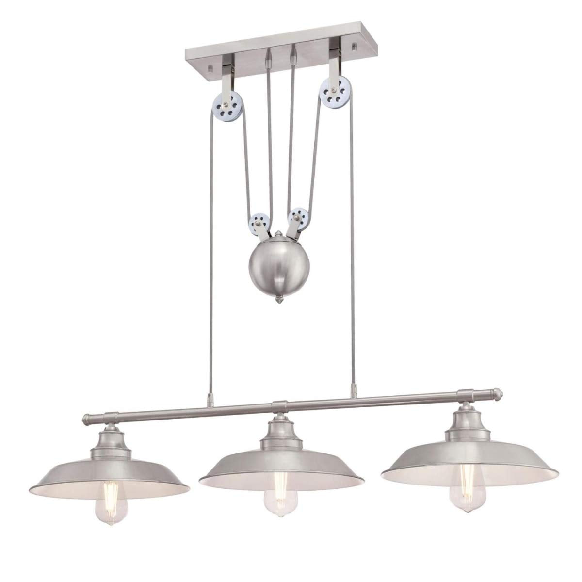 Westinghouse Iron Hill Three-Light Pendant Light, Brushed Nickel Finish, Model 6369900, One Size