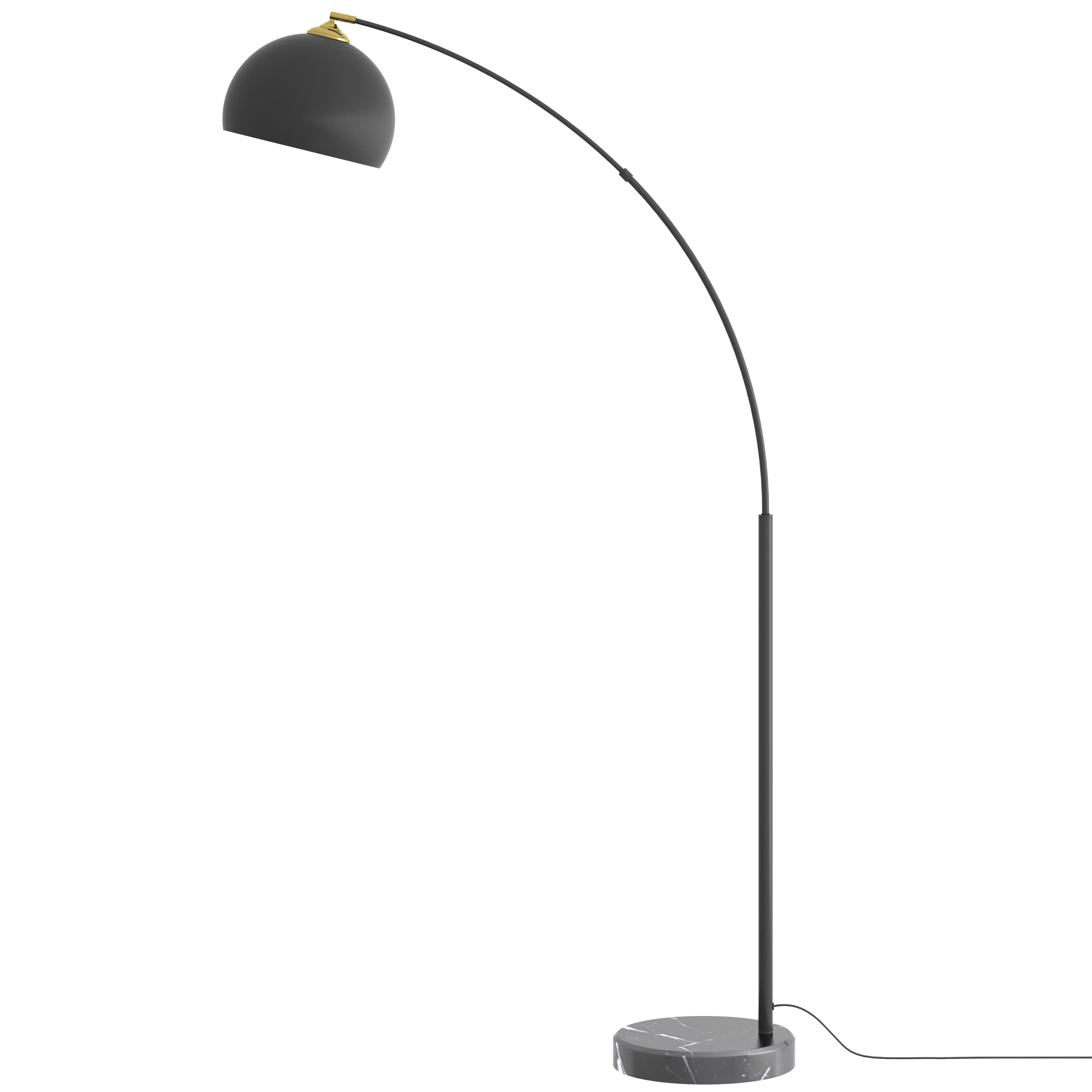 GETINLIGHT 66'' Modern Black Metal Arc Floor Lamp with Inner Gold Metal Shade and Black Real Marble Base, Bulb Not Included, IN-