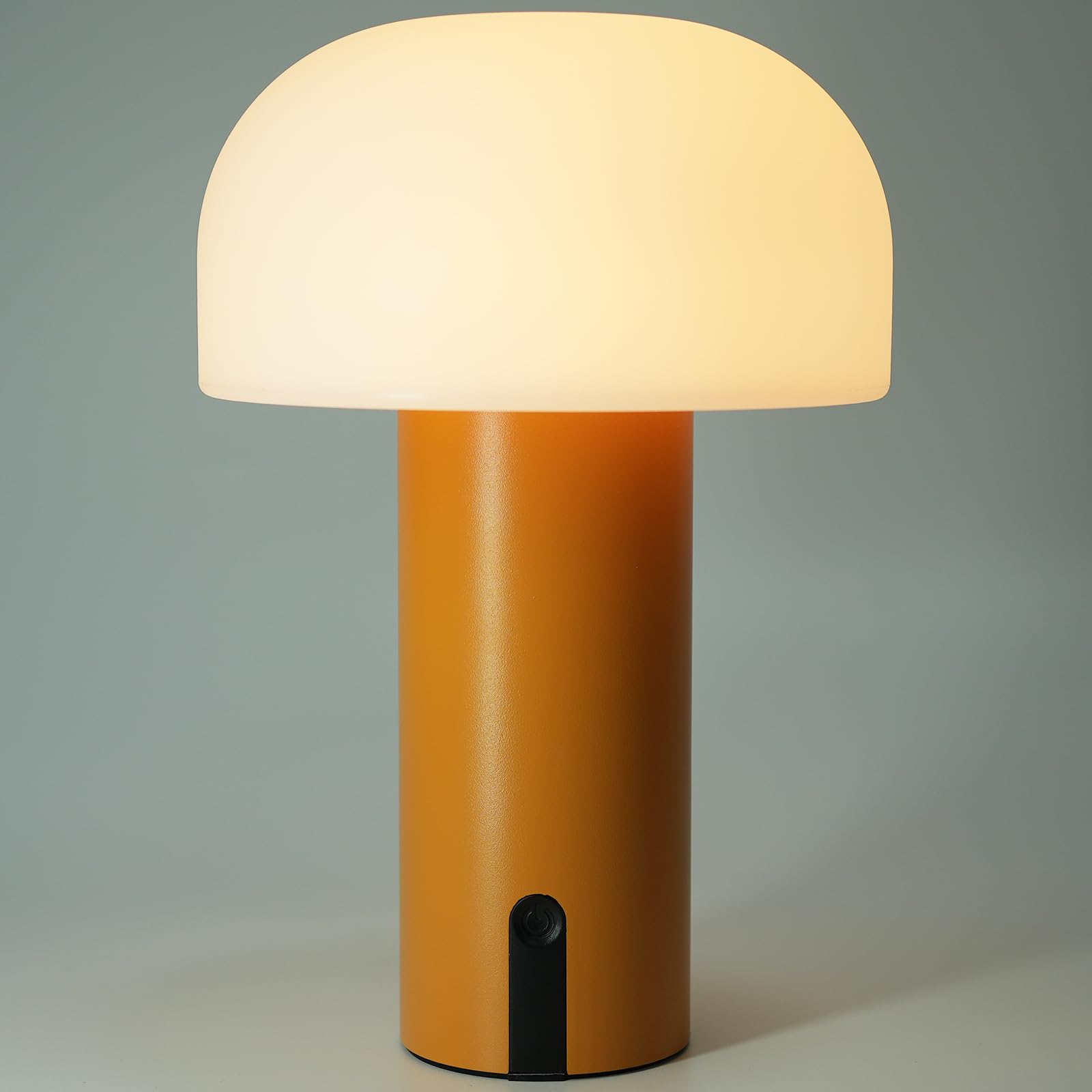 WEILAILUX Cordless Mushroom Table Lamp, Waterproof, Rechargeable, Touch Dimmable, Orange, Model WL-3760