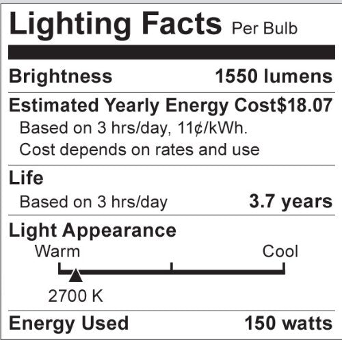 Satco S3004 G40 Medium Base Light Bulb 150W 120V Glass Gloss White
