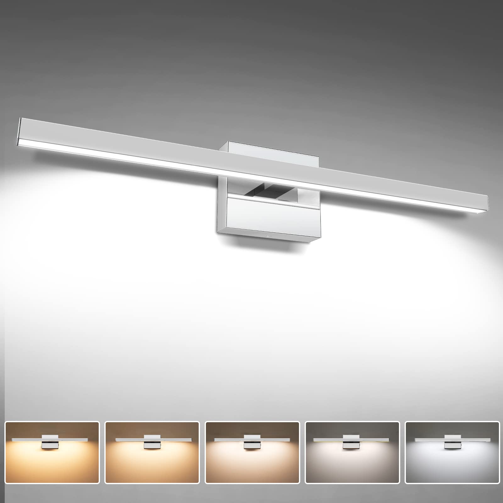 VOLISUN Bathroom Vanity Light, 14W Dimmable, 23.6 inch Chrome, Model 21069ZM, Acrylic & Metal, ETL Certified