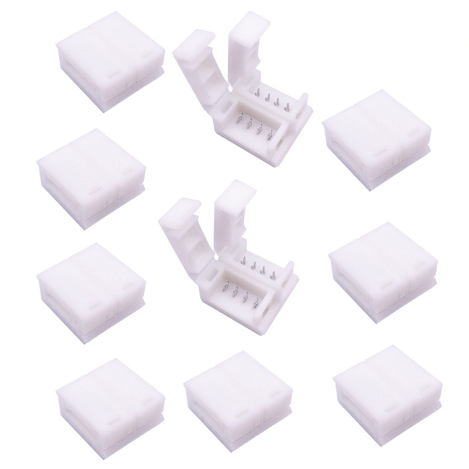 Tronicspros 10Pcs 4 Pin Solderless Waterproof Led Strip To Strip Connector Rgb Flex Led Ribbon Led Rope Led Tape Light Gapless Adapter For 10Mm Wide Waterproof Smd 5050 Rgb Flexible Led Strip Light