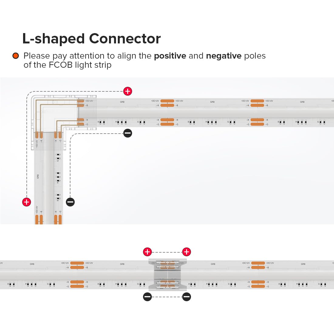 Btf-Lighting Cob 10Mm/0.39In Width Led Connector Kit 6Pcs 4 Pin Transparent Gapless L-Shaped 4Pcs 4Pin Strip To Strip Connectors