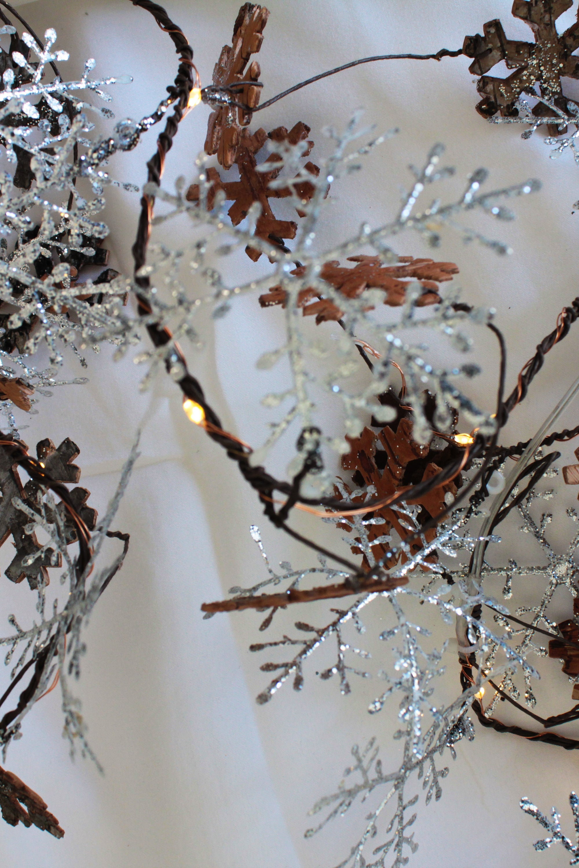 Glitter Snowflake Copper Fairy Lights 20 LED