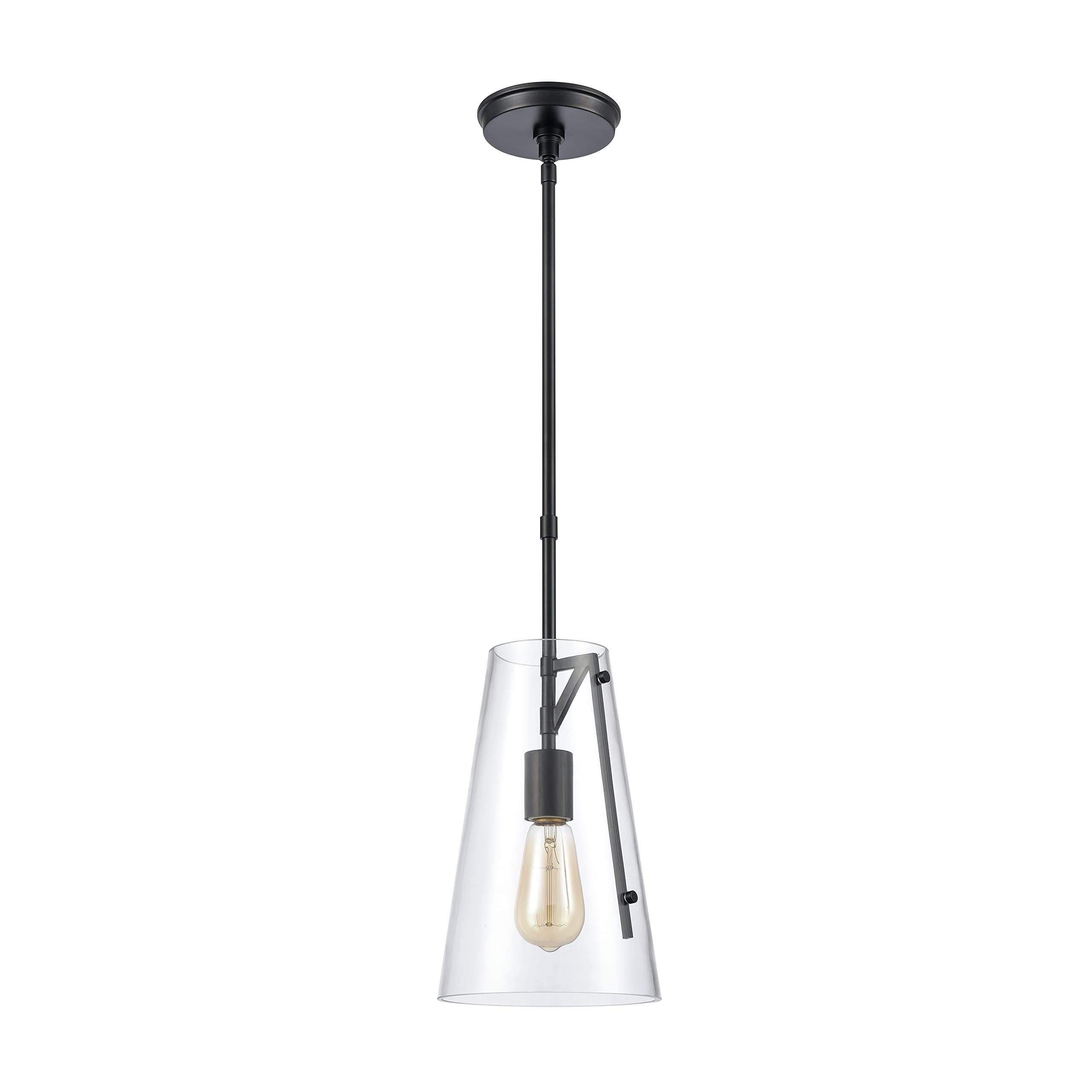 Elk Home Trustle Mini Pendant Light, Matte Black Finish, Clear Glass, Modern Style, 1-Light