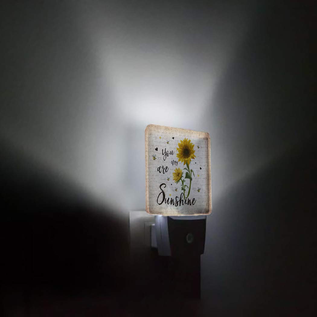 Futuregrace Nightlight Plug in LED Lights for Bedroom, Sunflower Bees You are My Sunshine Vintage Letter Night Lights Plug into