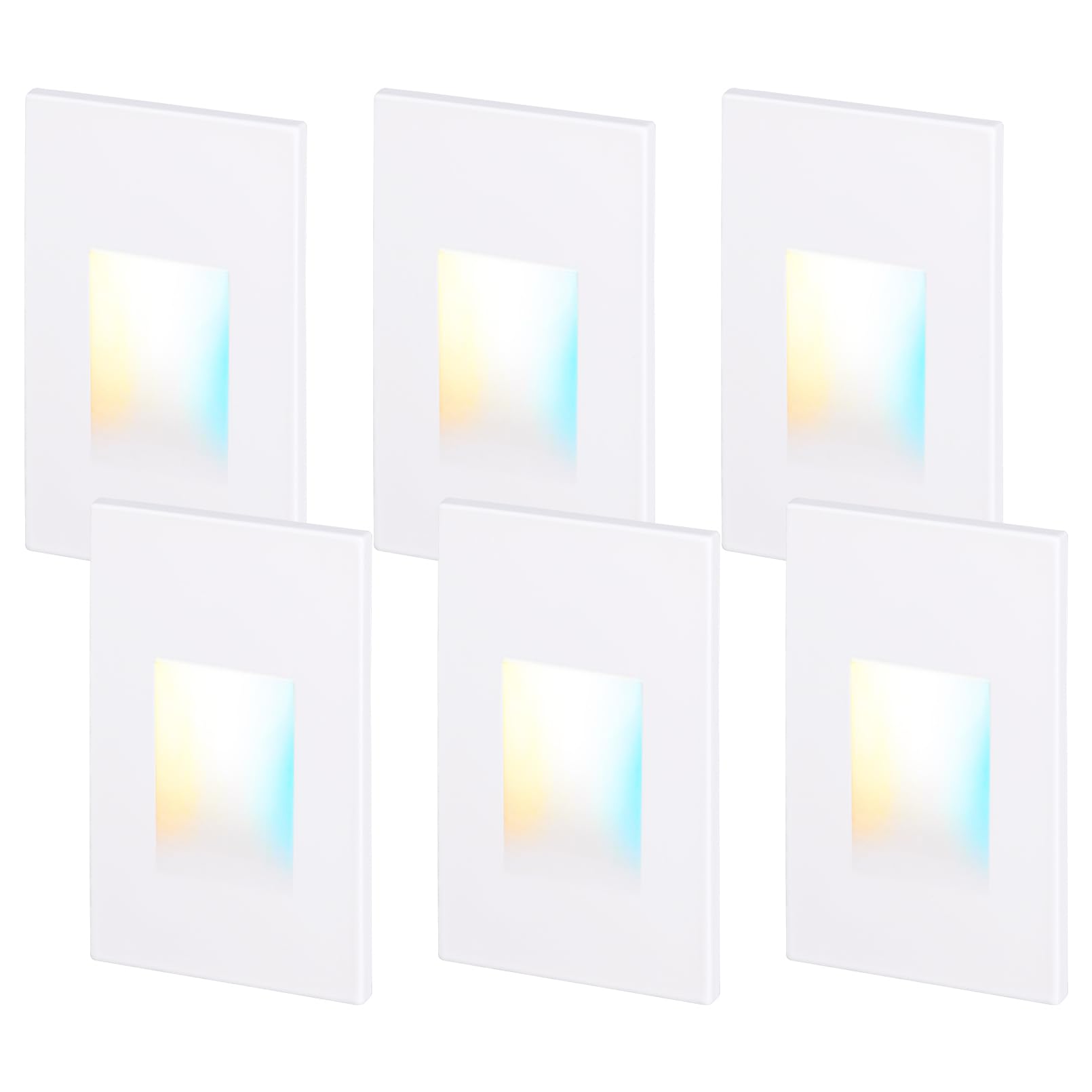 LEONLITE LED Step Lights, Dimmable 3.5W, 5CCT 2700K-5000K, Waterproof, Aluminum, White, Pack of 6,