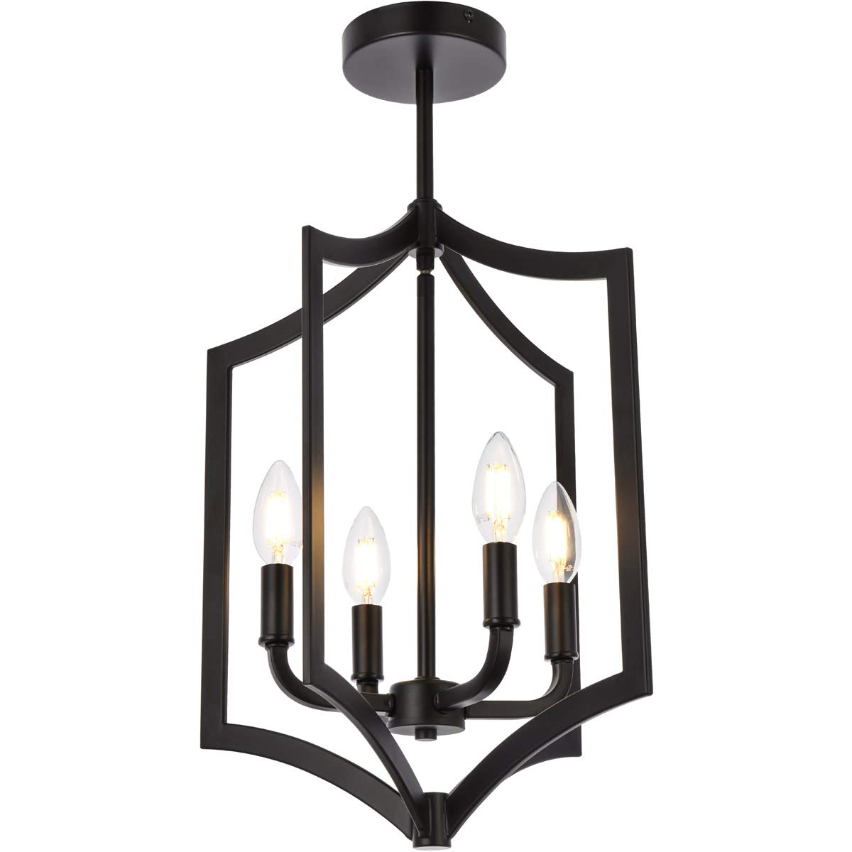 Elegant Lighting Living District Kiera 4 Lights Pendant In Black