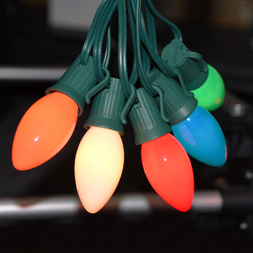 25 Pack C9 Multicolor Christmas Light Bulbs, C9 Multicolor Replacement Bulbs For Outdoor Patio Christmas String Lights, 7W Incan