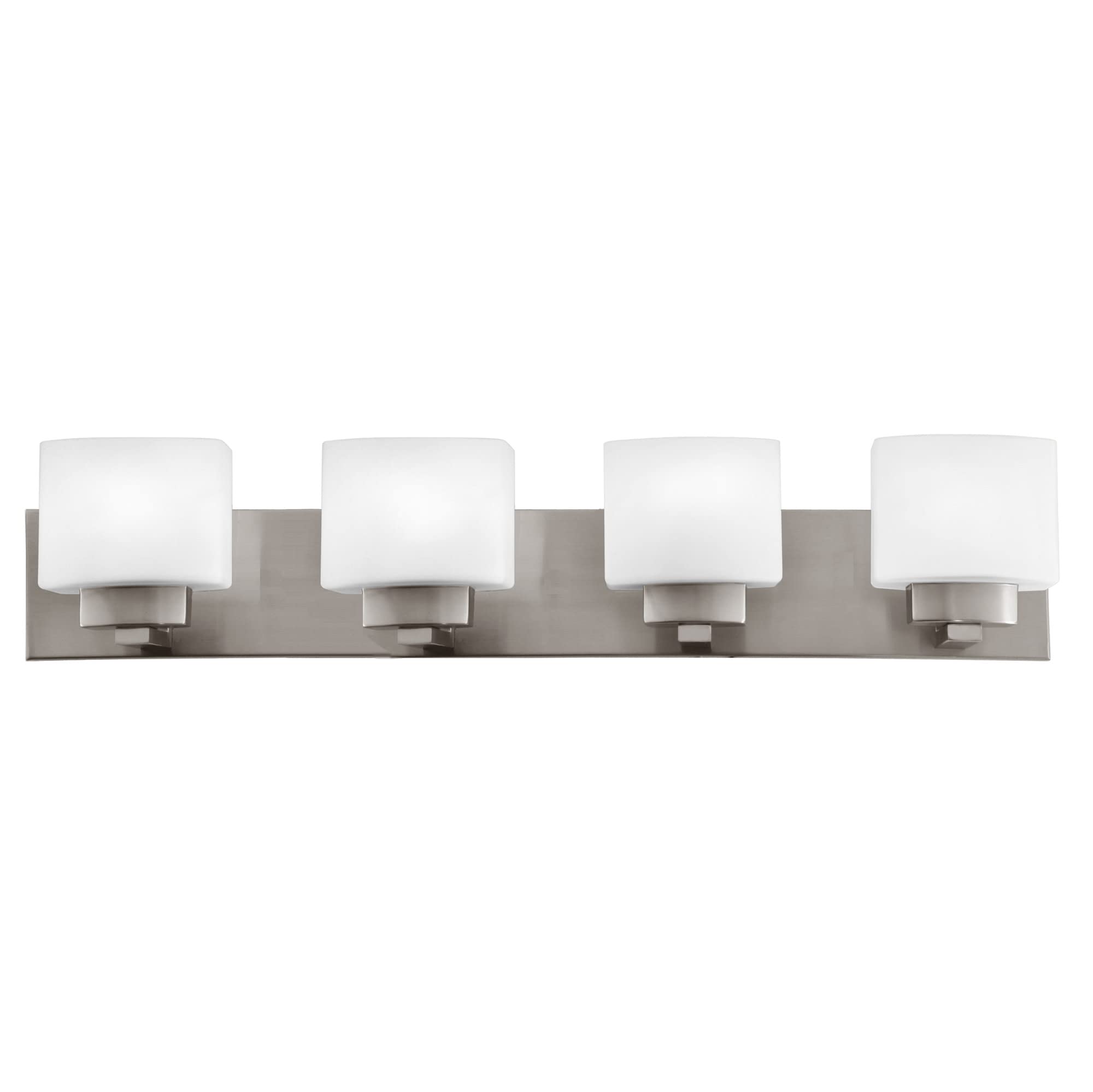 Design House Dove Creek 4-Light Vanity Light Dimmable Frosted Glass Satin Nickel Model 578013