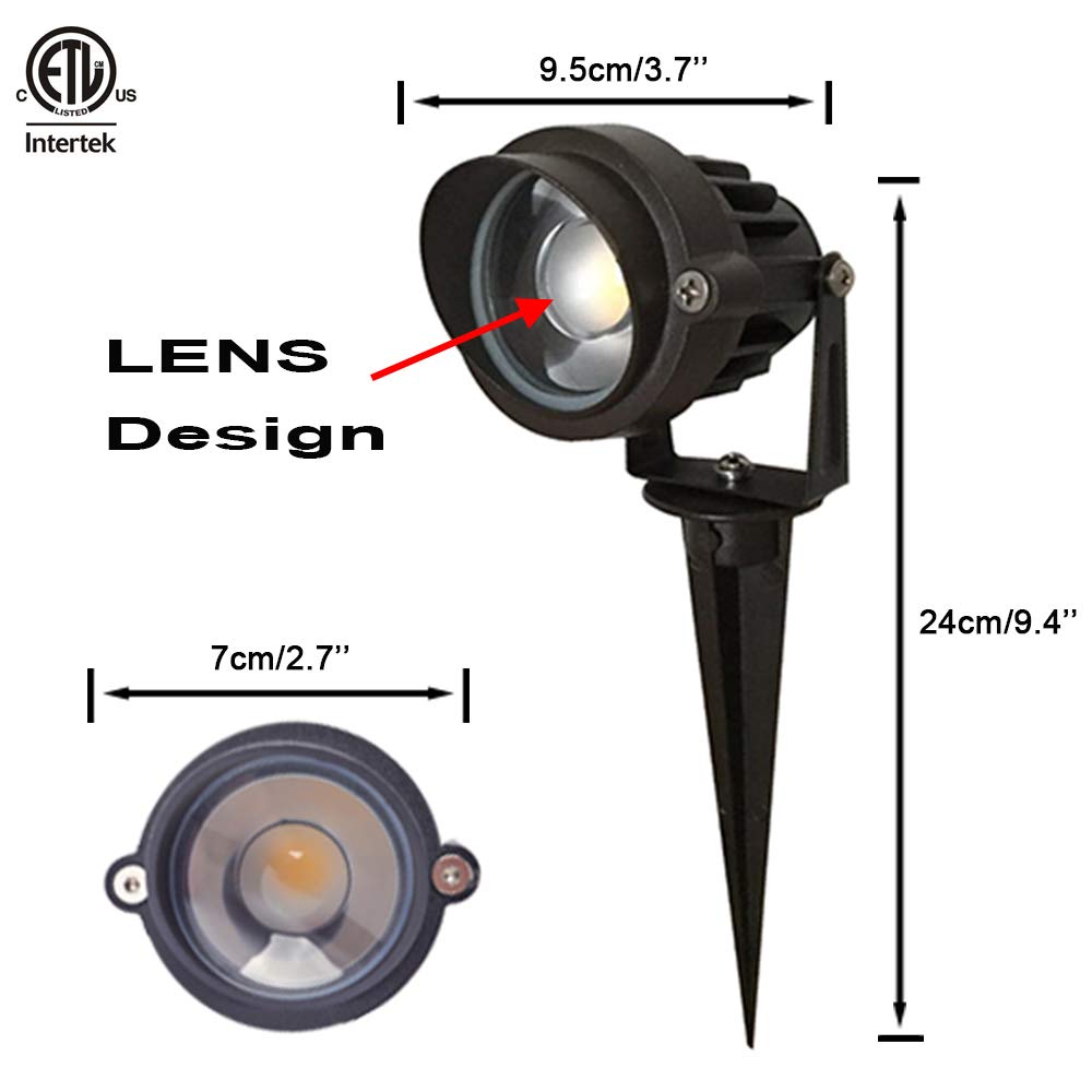 Aledeco 8Pack 5W Low Voltage Landscape Lights With Connectors Outdoor Lighting 24V Ac/Dc Focusing Lens Led Landscape Spotlights,